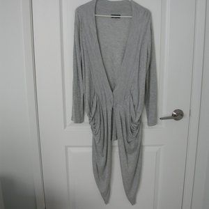 Light Grey Sweater with Drape Drop Pockets